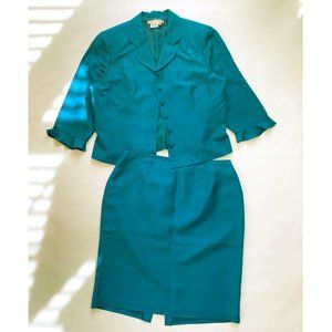 Maggy London Women's Suit 2pc Teal Silk Size16